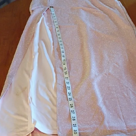 Elegant Pink Spaghetti Strap Dress, Retro Vibes. Stretchy,Size Large. Fairy Core - Picture 14 of 16